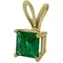 14 Karat Yellow Gold 0.55tcw. 5mm Princess Cut Square Created Emerald Pendant