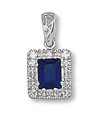 Emerald Cut Sapphire CZ with Princess Cut Clear CZ Pendant. Comes with a 16 Sterling Silver Necklace.