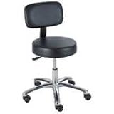 Pneumatic Lift Lab Stools With Back, Height-Adjustable 17 to 22, Black