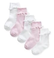 5 Pairs of Cotton Rich Organza Frill Socks