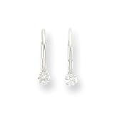 14k White Gold Leverback 3mm CZ Childrens Earrings