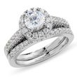 ZALES Diamond Frame Bridal Set in 14K White Gold 1-1/2 CT. T.W. eng fancy cntr - h