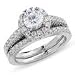 ZALES Diamond Frame Bridal Set in 14K White Gold 1-1/2 CT. T.W. eng fancy cntr - h