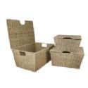 SET OF 3 NATURAL SEAGRASS TAPERED STORAGE BOXES
