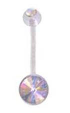 Sparkling Aurora Ab Large 10mm gem Bioflex all plastic adjustable flexible great for Pregnant pregnancy PTFE Belly Navel piercing bar Ring 14g