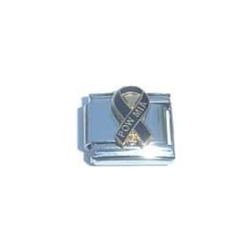 Clearly Charming POW MIA Black Ribbon Italian Charm Bracelet Link