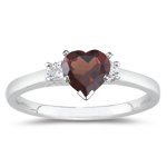 0.10 Cts Diamond & 0.87 Cts Garnet Classic Three Stone Ring in Platinum