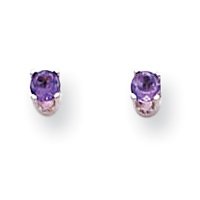 14k White Gold 3mm Amethyst Stud Earrings XBE110
