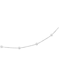07.00 Inch 14K White Gold Cz Bezel Station Necklace