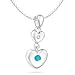 Childrens Jewelry - Turquoise December Birthstone Double Heart Pendant