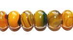 Agate smooth rondelle beads (10x14mm, about 37 beads, yellow and green)