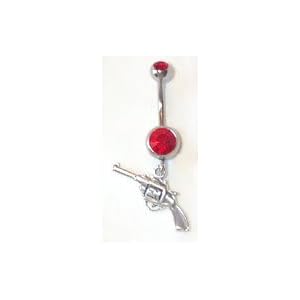 Silver Gun Belly Button Ring