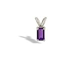 14K White Gold Genuine Emerald-cut Amethyst Pendant