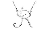 14K White Gold Letter R Script Pendant