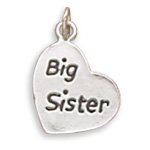 Oxidized 'Big Sister' Heart Charm