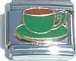 Clearly Charming Green Coffee Cup Italian Charm Bracelet Link