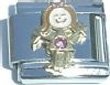Clearly Charming October Pink Tourmaline Color Girl Child Baby Birthstone Italian Charm