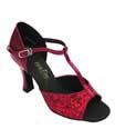 T-Strap Ballroom Dance Shoe Red Sparkle T-Strap Ballroom Dance Shoe Red Sparkle