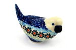 Polish Pottery Figurine Bird (1.97in.H x 1.97in.W x 4.53in.L) Traditional Pattern - H4705B
