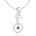 Childrens Jewelry - Amethyst February Birthstone Double Heart Pendant