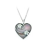 0.12 ct DIAMOND HEART SHAPED PENDANT SET in 18K WHITE GOLD w 16 CHAIN
