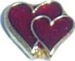 Double Red Hearts Floating Charm for Heart Lockets