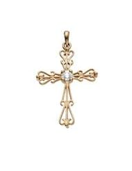 14K Yellow Gold 34.00X25.00 Mm Cross Pendant With Diamond