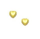 14k Yellow Childrens Petite Heart Friction-Back Earrings