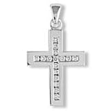 9 carat White Gold Quarter Carat Diamond Channel Set Cross