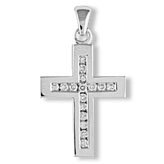 9 carat White Gold Quarter Carat Diamond Channel Set Cross