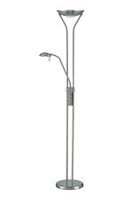 Torchiere Floor Lamp and Reading Light Combination in Polished Steel
