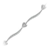 10kt. White Gold, 1/10 ct. tw. Diamond Heart Bracelet