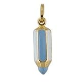 18K Yellow Gold Aqua Enamel Crayon Charm (17mm x 6mm/25mm with Bail)