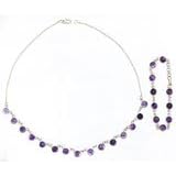 Bracelet Set with Necklace Sterling Silver and Amethyst Gemstones Handmade Indian Jewelry... by 