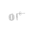 Sterling Silver CZ Initial Earrings - "O"