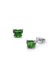 Children 14K White Gold Emerald C.Z. Butterfly Stud Earrings