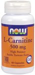 L-Carnitine by NOW Foods - Mental Fitness (500mg - 60 Capsules)