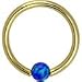 Solid 14KT Yellow Gold Dark Blue Synthetic Opal Captive Ring - 14 Gauge 3/8" image 1