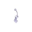 Stainless Steel Initial "W" Belly Ring with Clear CZ