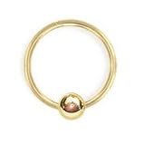 14KT Yellow Gold Nose Ring Hoop 2.3mm Captive Bead 1/4" -6.4mm 22G