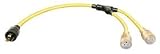 Coleman Cable 01915 3-Foot Generator Power Cord Adapter, 10/3 Splitter Y Adapter, L5-30P to (2) Lighted 5-20R