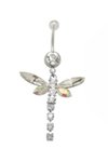 Stainless Steel Dragonfly Belly Ring with Clear CZ