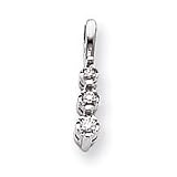 14k White Gold Diamond Three Stone Pendant