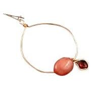 Strawberry Quartz and Mozambique Garnet Futuristic Hoop Earrings