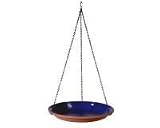 Outdoor Living : Blue Glazed Terracota Hanging Birdbath