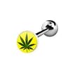 316 Surgical Stainless Steel Barbell with Marihuana 1 Logo Sold as a Pair