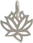 Tiny Cut Out Design Lotus Flower Charm in Sterling Silver, #7626