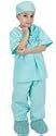 Green Junior Physician Outfit with Lab Coat, Scrub Set, and Stethoscope,  Size 4/6