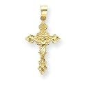 14k Diamond-cut Crucifix Pendant - Measures 21x15mm