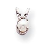 14k White Gold 3.5mm Cultured Pearl Birthstone Pendant XBE197